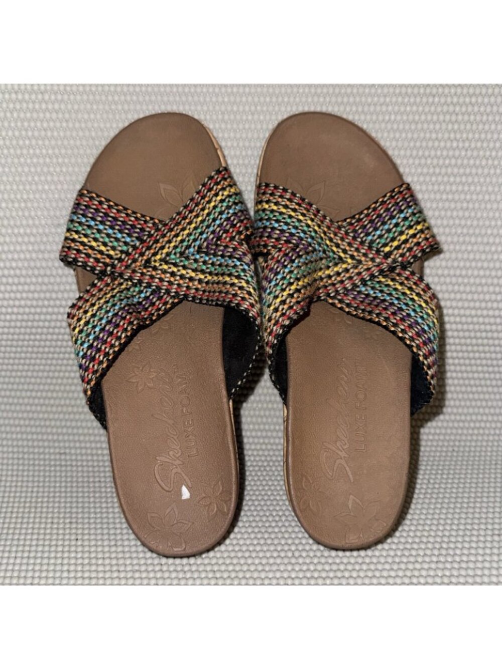Skechers Cali Beverlee Criss Cross Rainbow Pride Wedge Sandals Women’s Size 6 - Picture 6 of 9